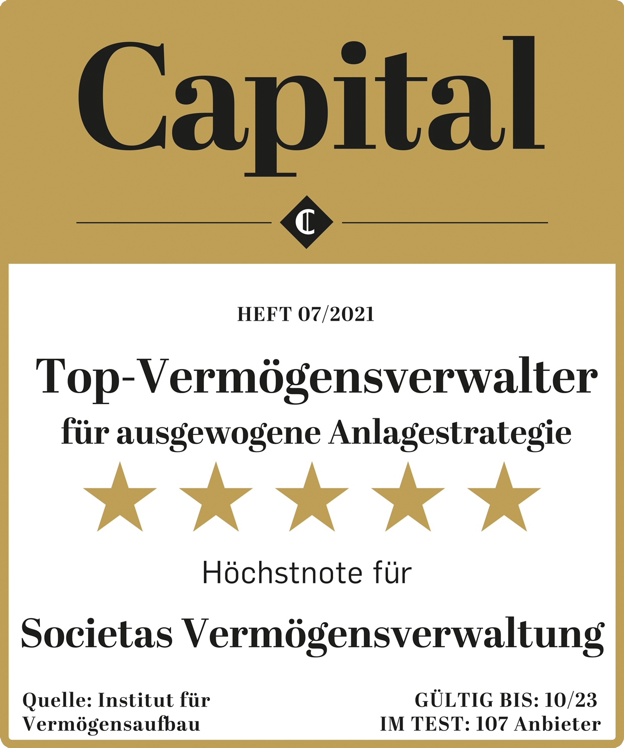 Capital Societas - Top-Vermögensverwalter Höchstnote